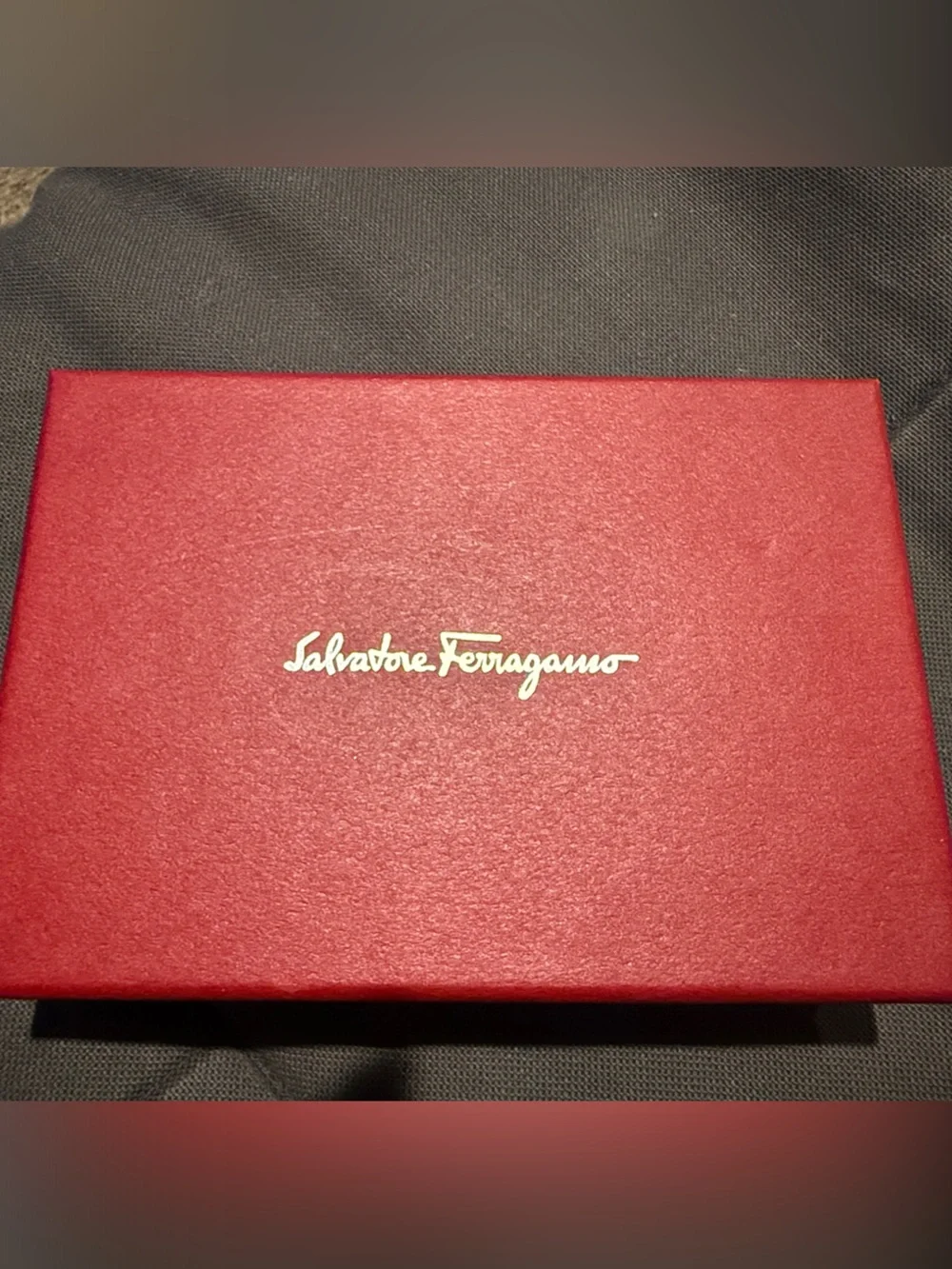 Salvatore Ferragamo Brown Pebbled Leather Card & Key Holder